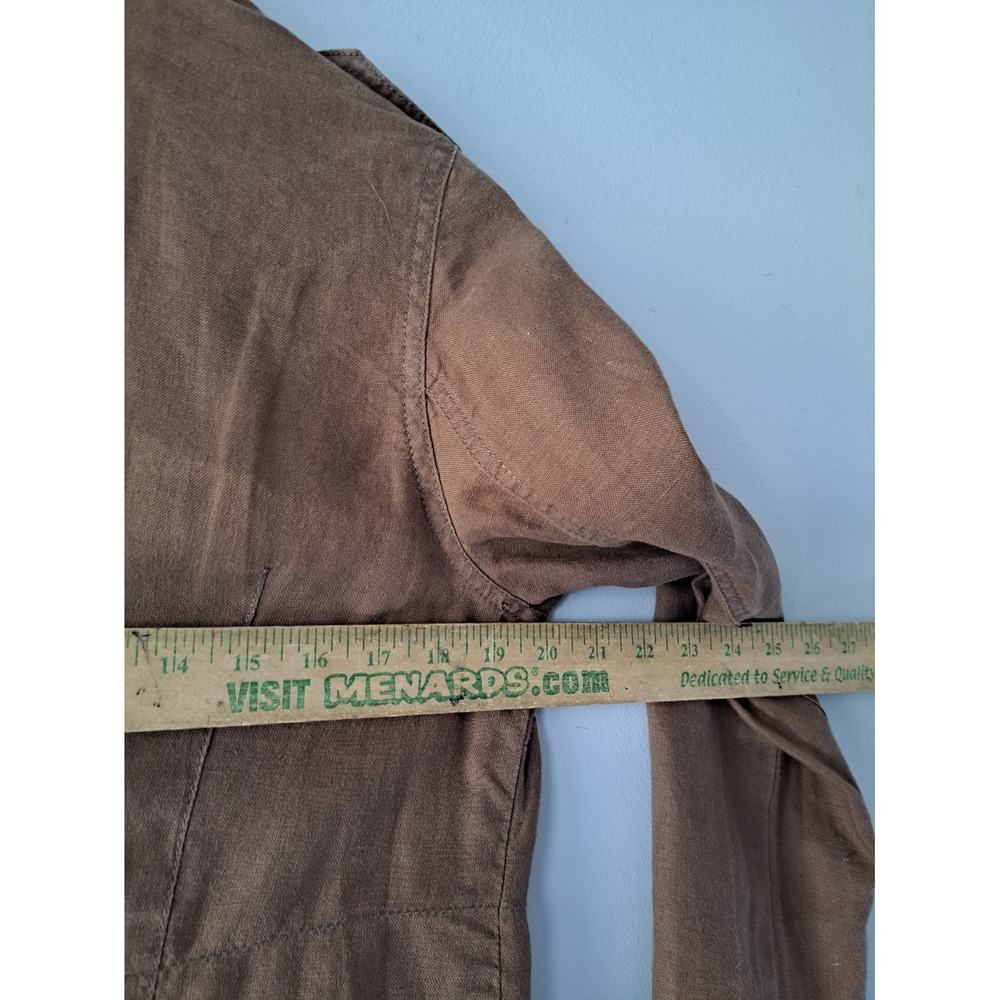 Relativity Womens Brown Linen Military Geometric Pockets Light Jacket Size Mediu - Picture 6 of 8